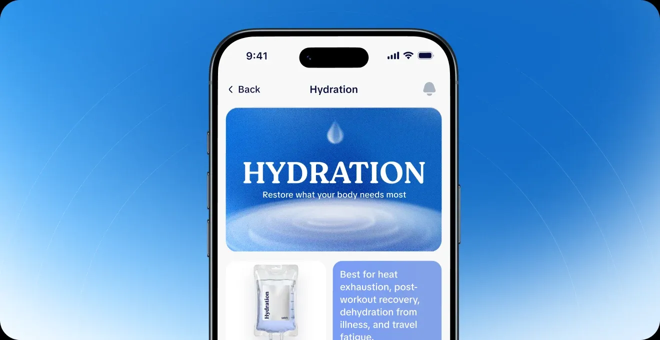 SATEX hydration treatment screen on a blue background