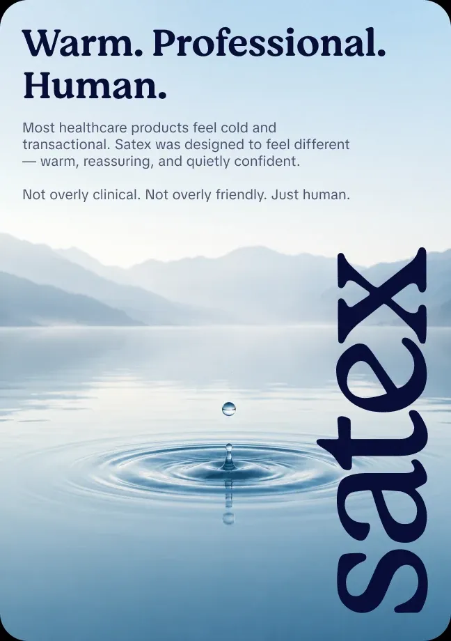 SATEX visual direction: Warm. Professional. Human.