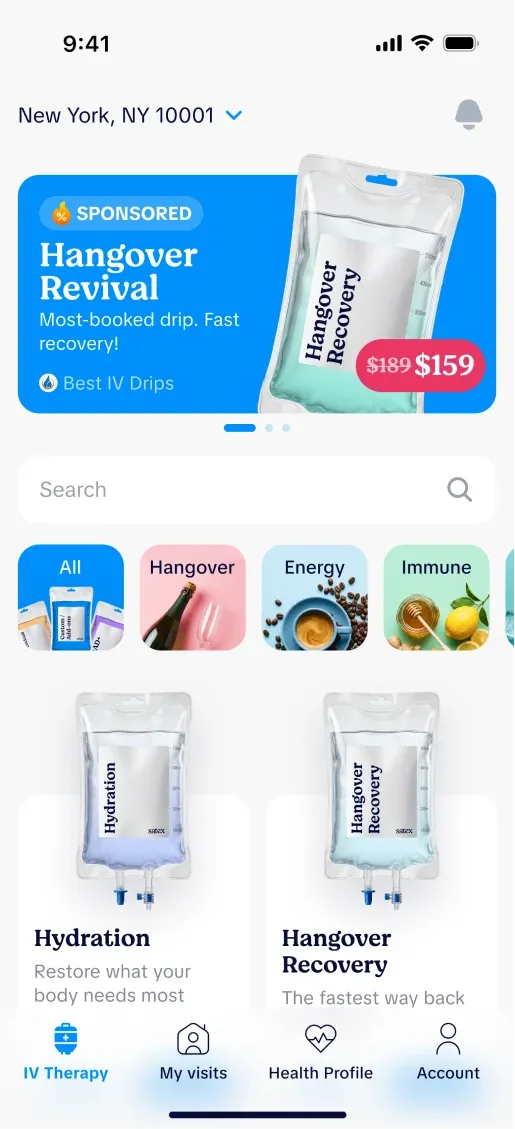 SATEX patient app screen 1 of 8
