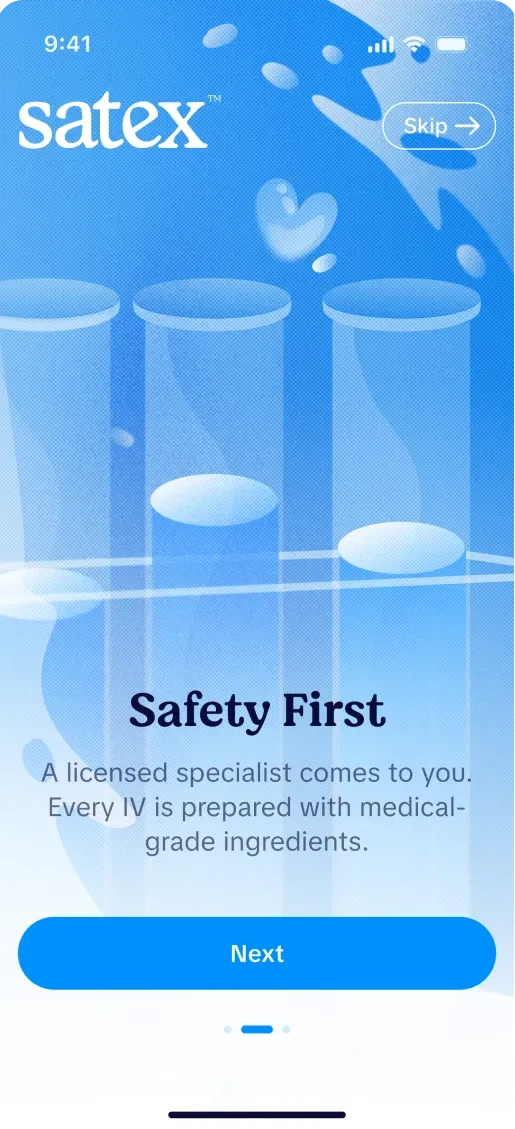 SATEX patient app screen 2 of 8