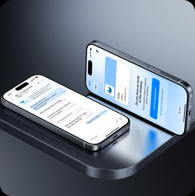 Mobile interface screens for a secure messaging application